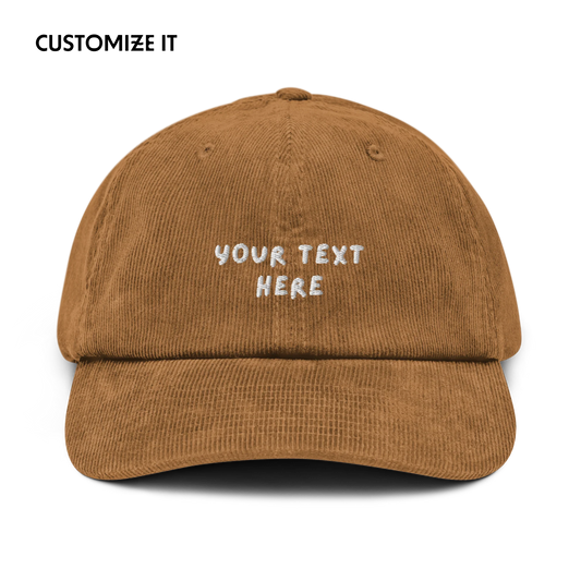 CUSTOM Your Text Playful Embroidered Corduroy Cap