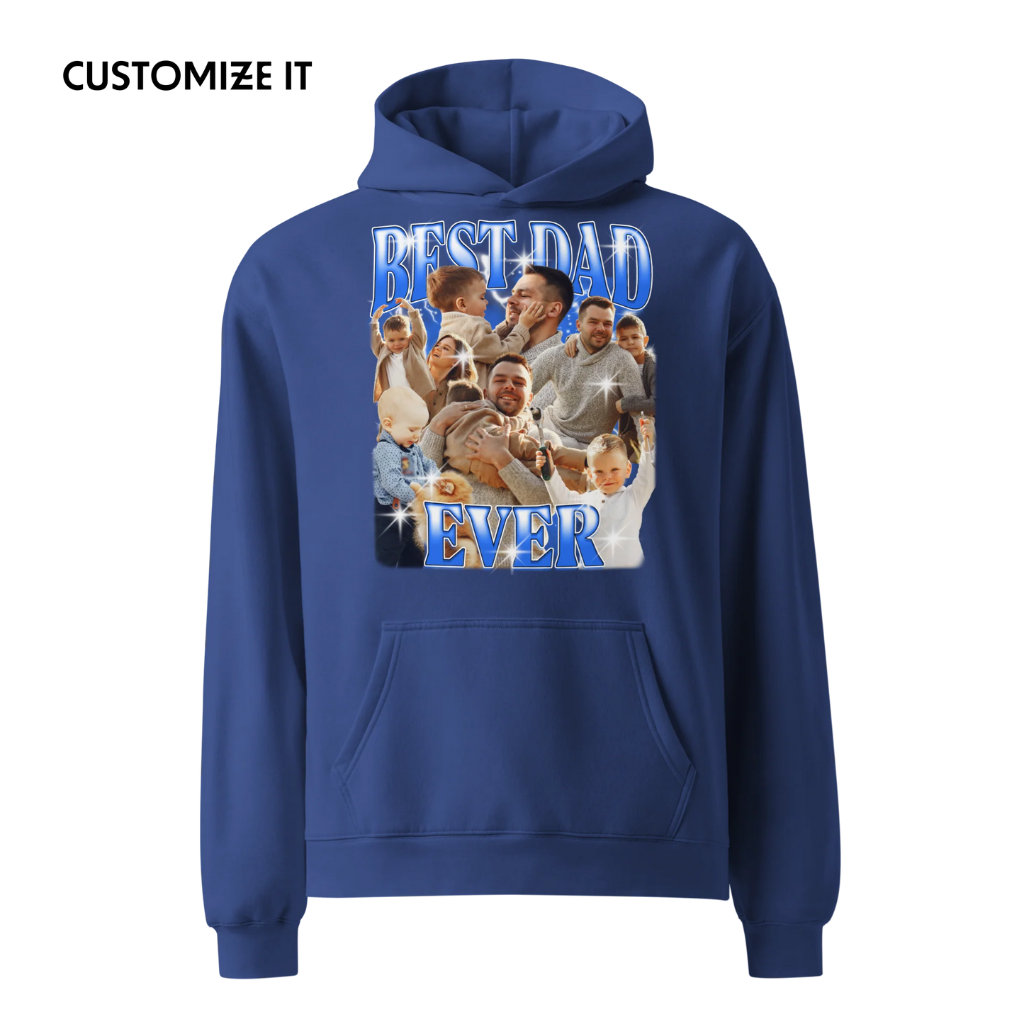 CUSTOM Best Dad Ever Photo Bootleg Premium Oversized Hoodie
