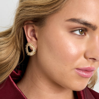 Copper Stud Earrings Heart Elegant Christmas Luxurious Series Women's jewelry