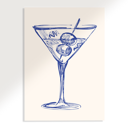 Dirty Martini Sketch Cocktail Poster