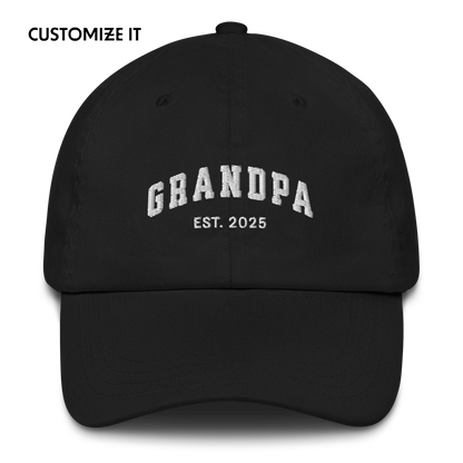 CUSTOM YEAR Grandpa to Be Embroidered Dad Hat