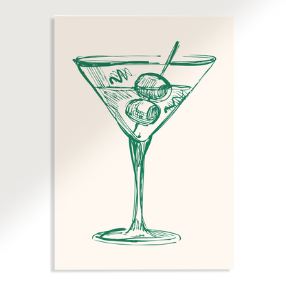 Dirty Martini Sketch Cocktail Poster