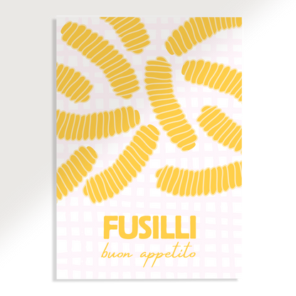 Fusilli Pasta Checkered Poster