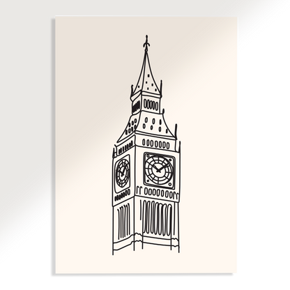 The Big Ben London Line Art Poster