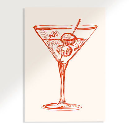 Dirty Martini Sketch Cocktail Poster