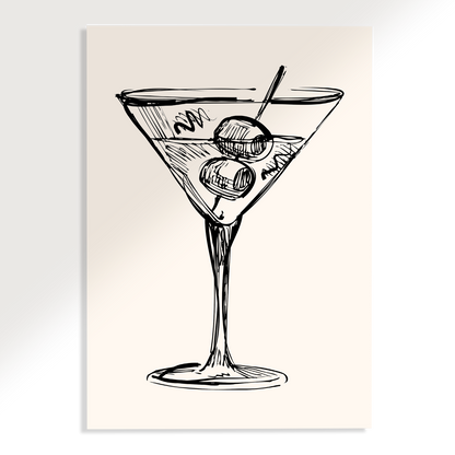 Dirty Martini Sketch Cocktail Poster