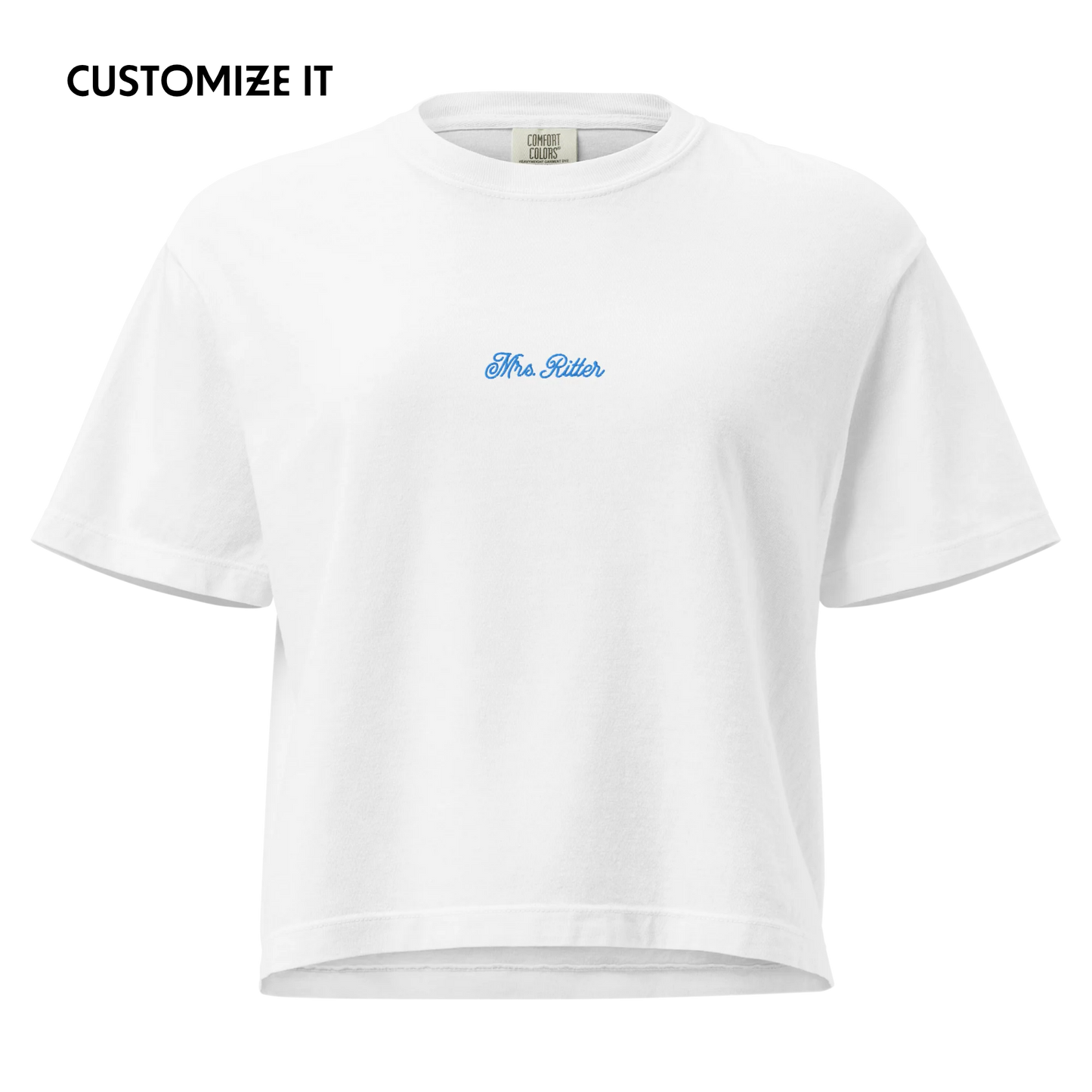 CUSTOM Mrs. Surname Embroidered Bride Boxy Tee