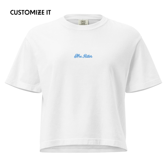 CUSTOM Mrs. Surname Embroidered Bride Boxy Tee