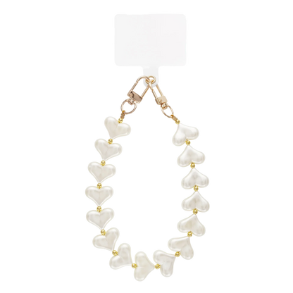 Heartbeat Pearls Phone Lanyard Charm Wrist Strap