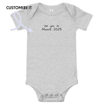 Baby Reveal Date Embroidered Babygrow