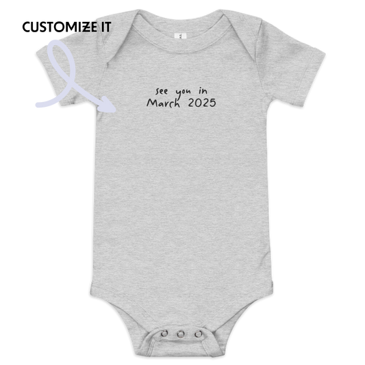 Baby Reveal Date Embroidered Babygrow