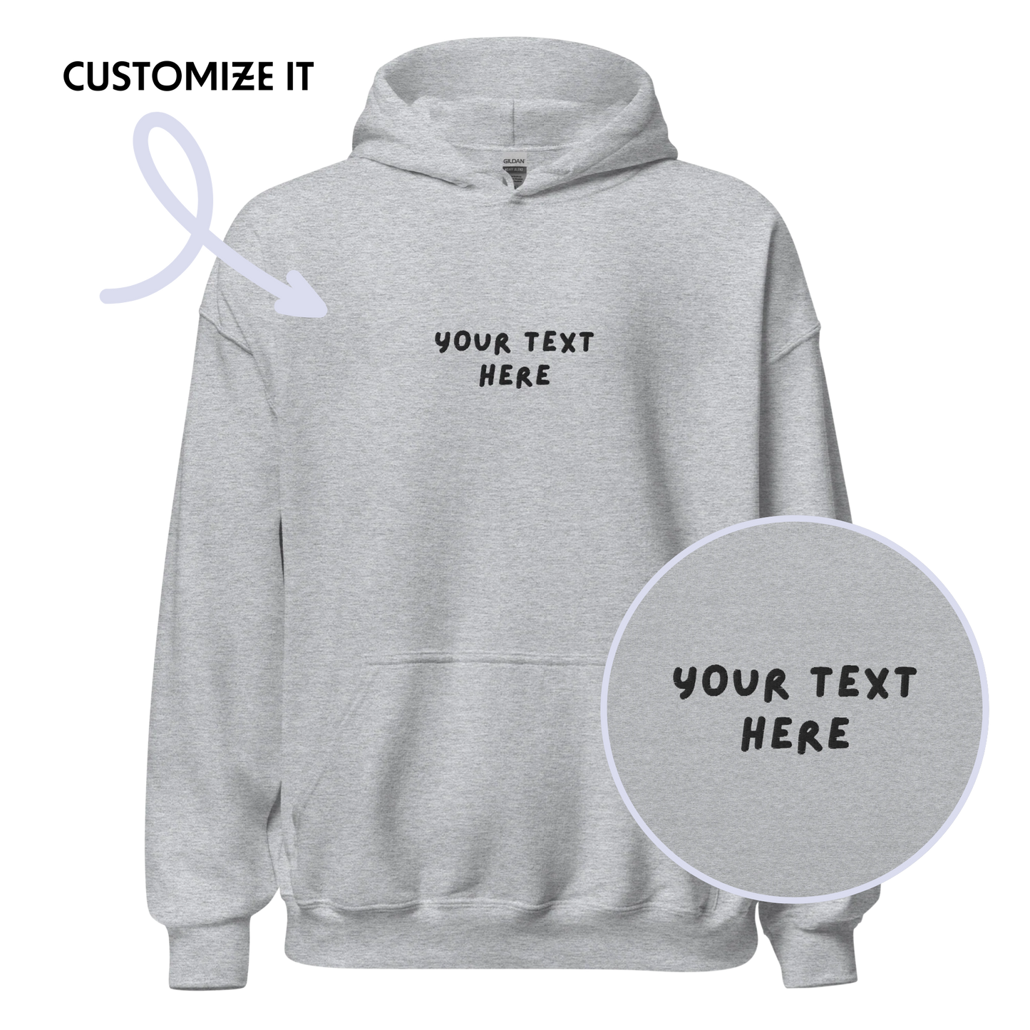 CUSTOM Your Text Playful Embroidered Hoodie