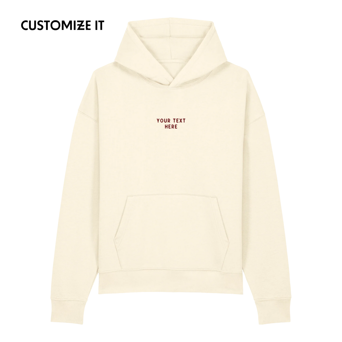 CUSTOM Your Text Embroidered Organic Relaxed Hoodie