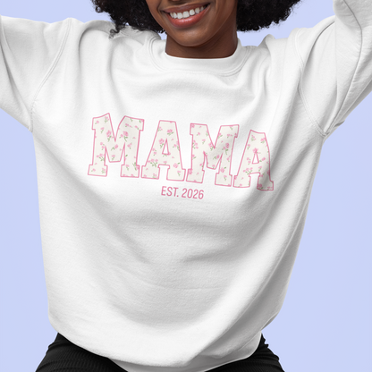 CUSTOM YEAR Mama Pink Floral Varsity Sweatshirt