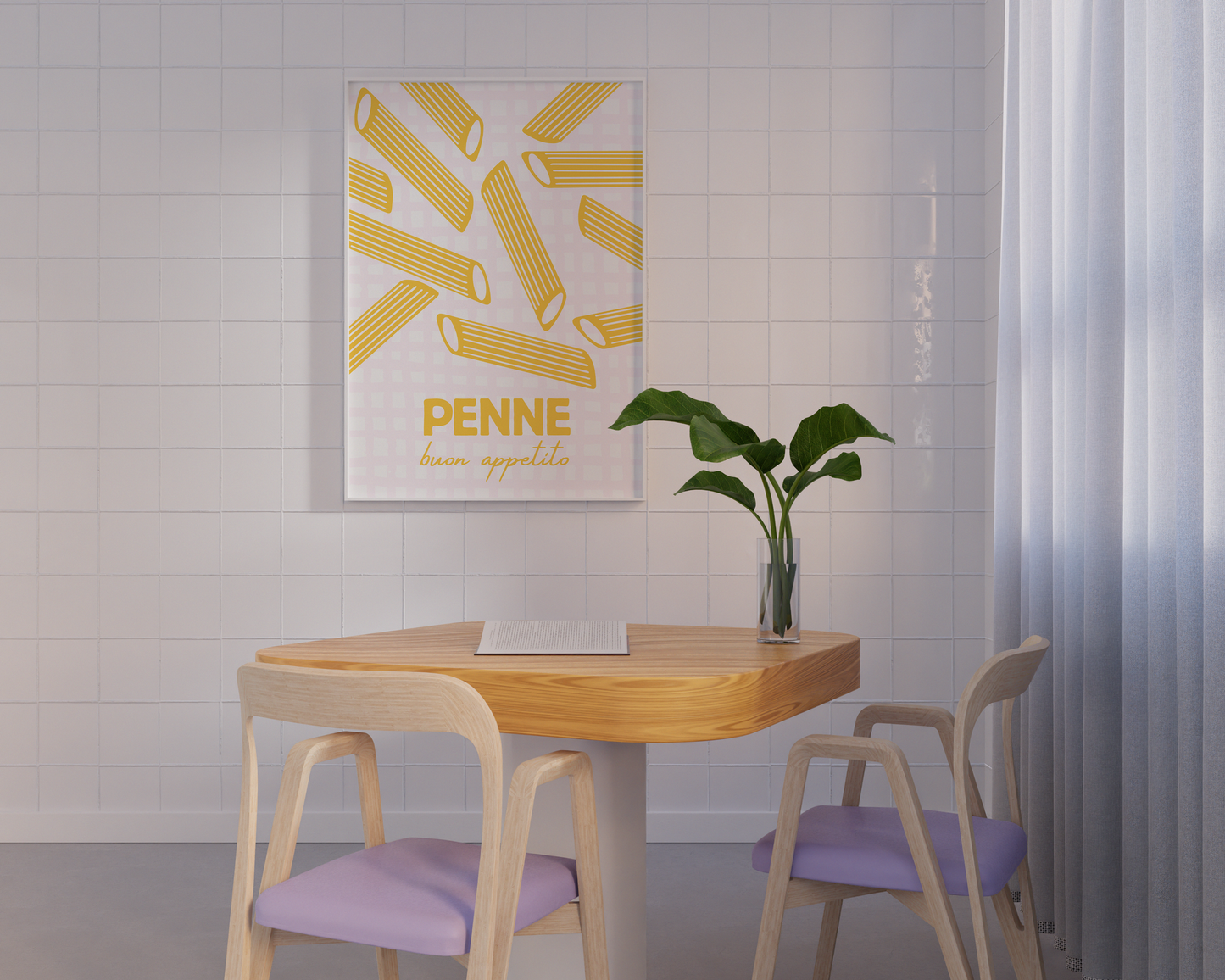 Penne Pasta Checkered Poster