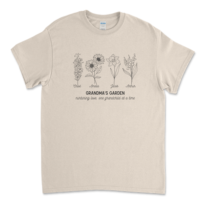 Custom Grandma's Garden Birth Month Flower T-Shirt