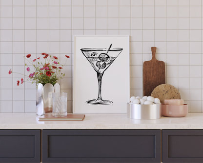 Dirty Martini Sketch Cocktail Poster