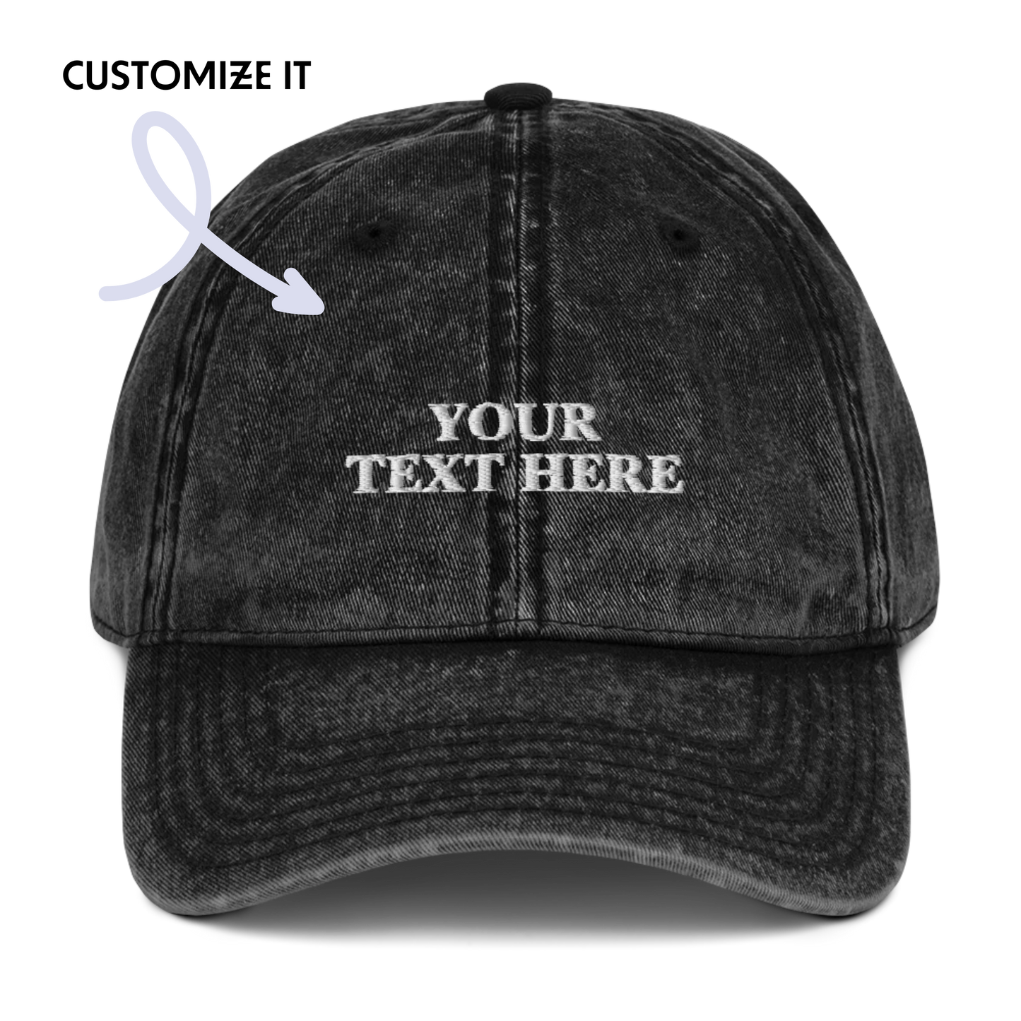 CUSTOM Your Text Embroidered Vintage Cap