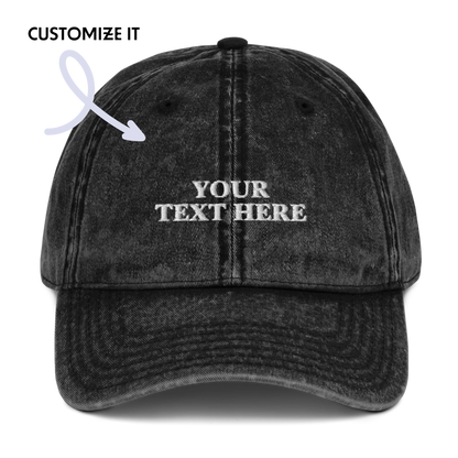 CUSTOM Your Text Embroidered Vintage Cap