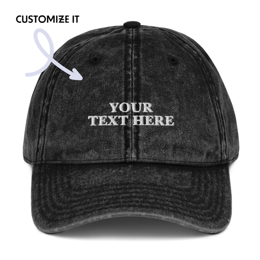 CUSTOM Your Text Embroidered Vintage Cap