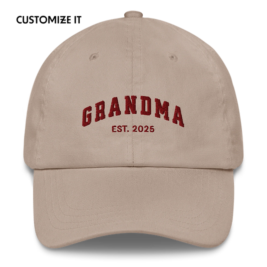 CUSTOM YEAR Grandma to Be Embroidered Dad Hat