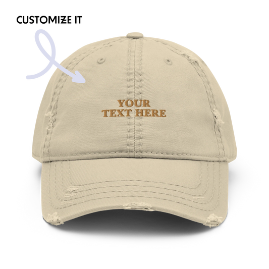 CUSTOM Your Text Embroidered Distressed Dad Hat