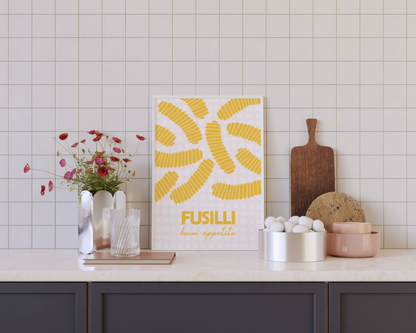 Fusilli Pasta Checkered Poster