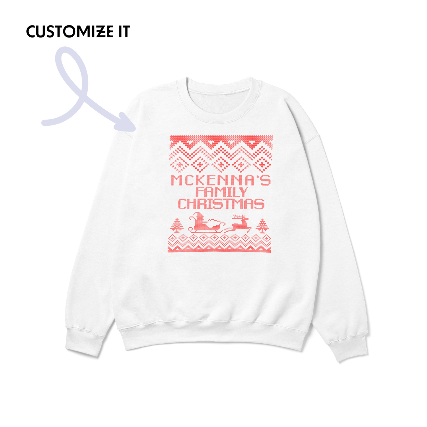 CUSTOM Family Surname Traditional Christmas Crewneck Sweatshirt