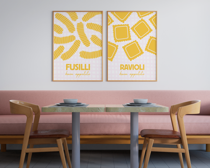 Fusilli Pasta Checkered Poster