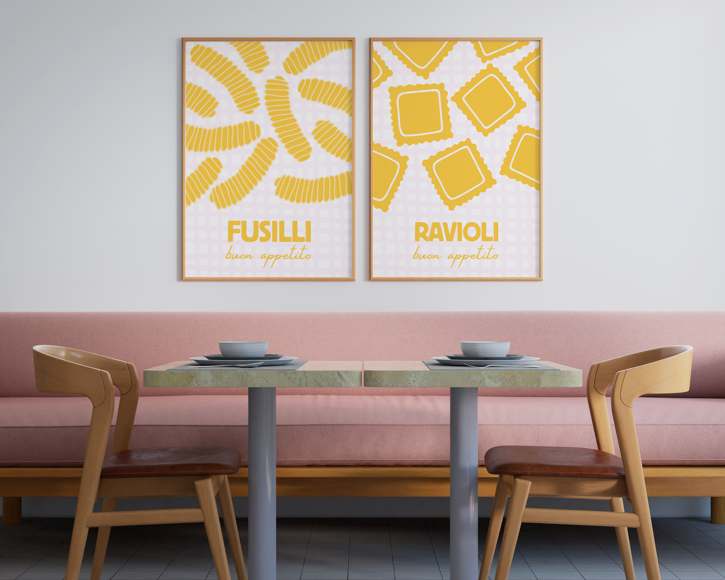 Ravioli Pasta Checkered Poster