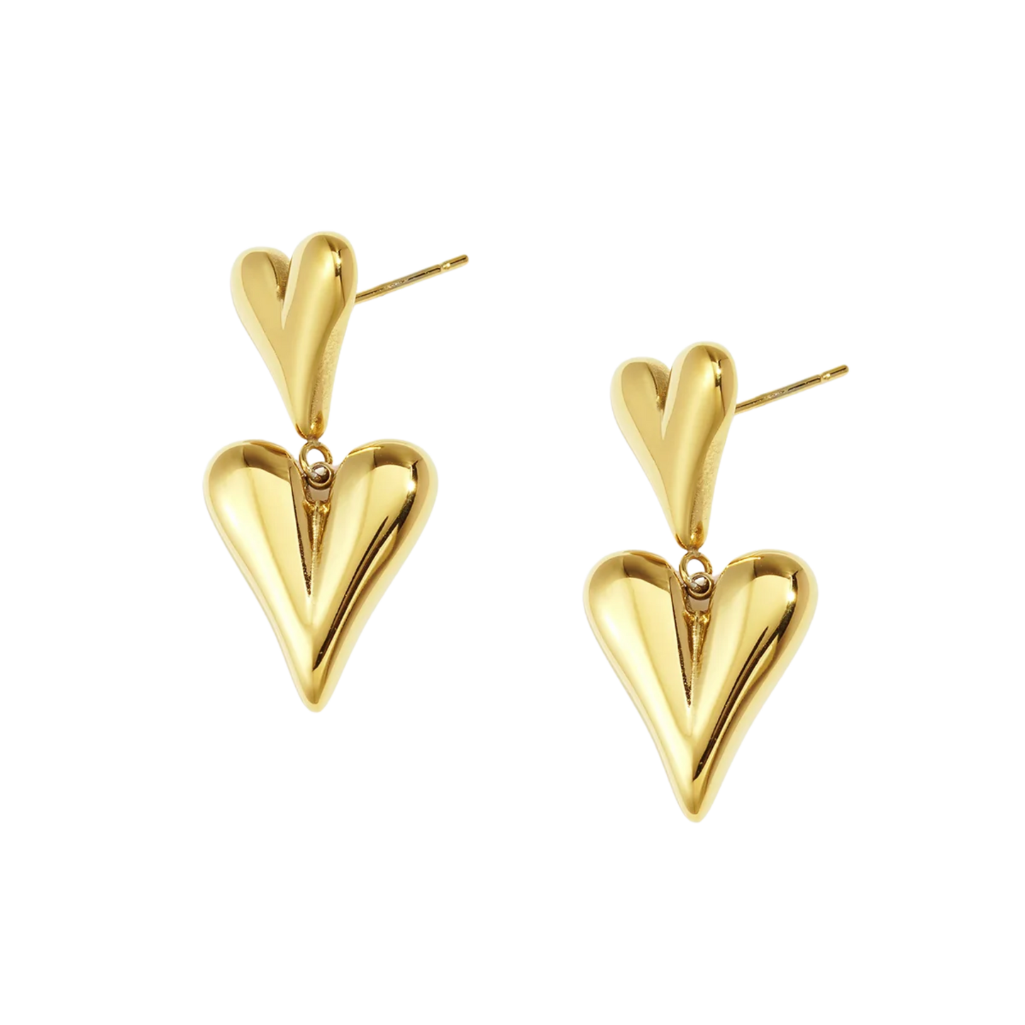 Double Heart Drop Earrings