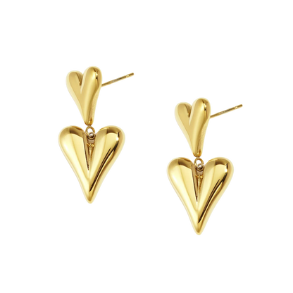 Double Heart Drop Earrings