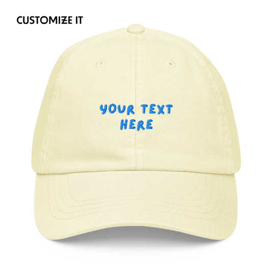 CUSTOM Your Text Playful Embroidered Pastel Baseball Cap