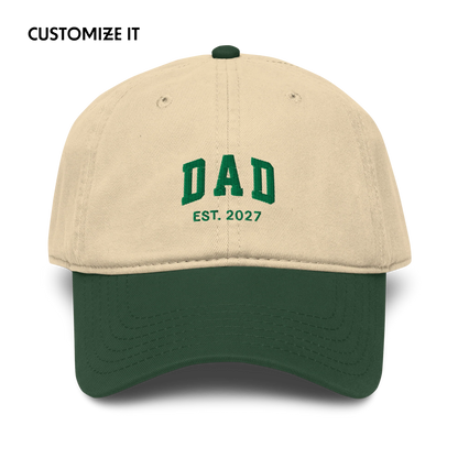 CUSTOM YEAR Dad Father Embroidered Vintage Wash Baseball Cap