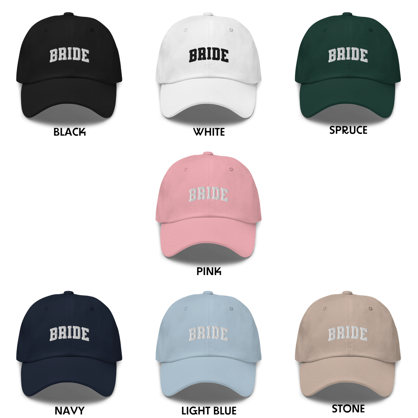 Bride & Groom Embroidered Dad Hat Set