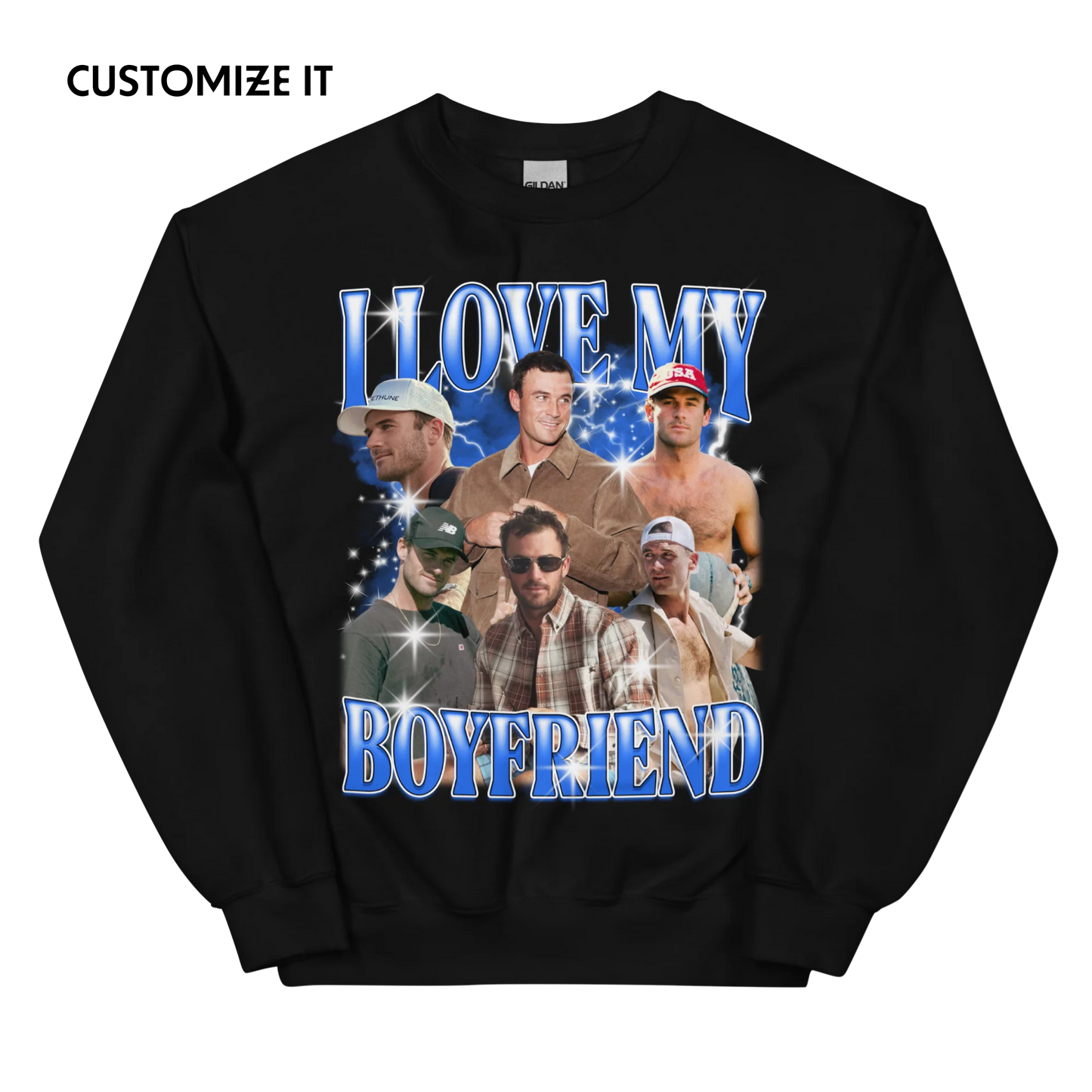 CUSTOM I Love My Boyfriend Photo Bootleg Sweatshirt