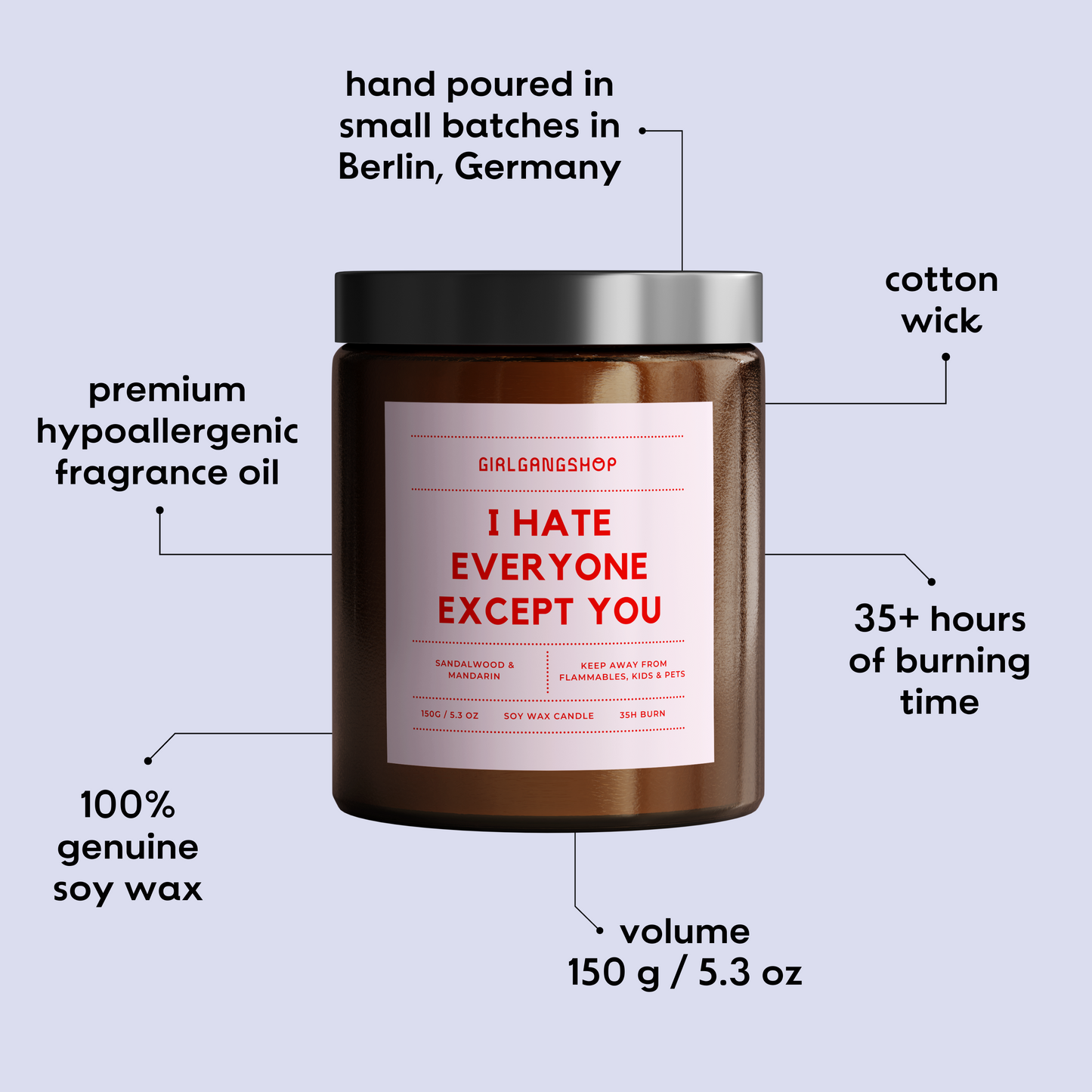 I Hate Everyone Except you Candle