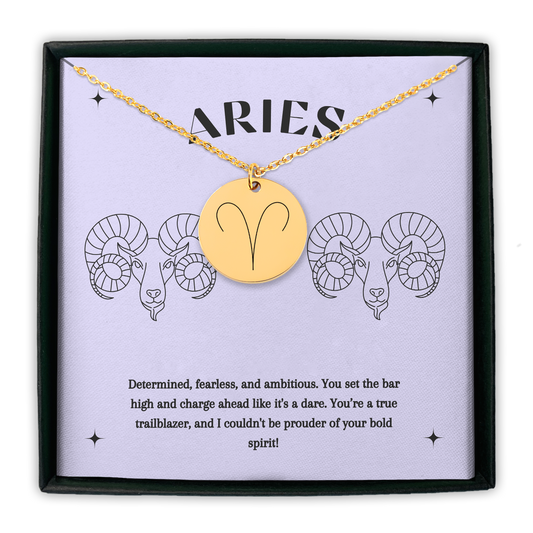 Aries Symbol Zodiac Coin Necklace