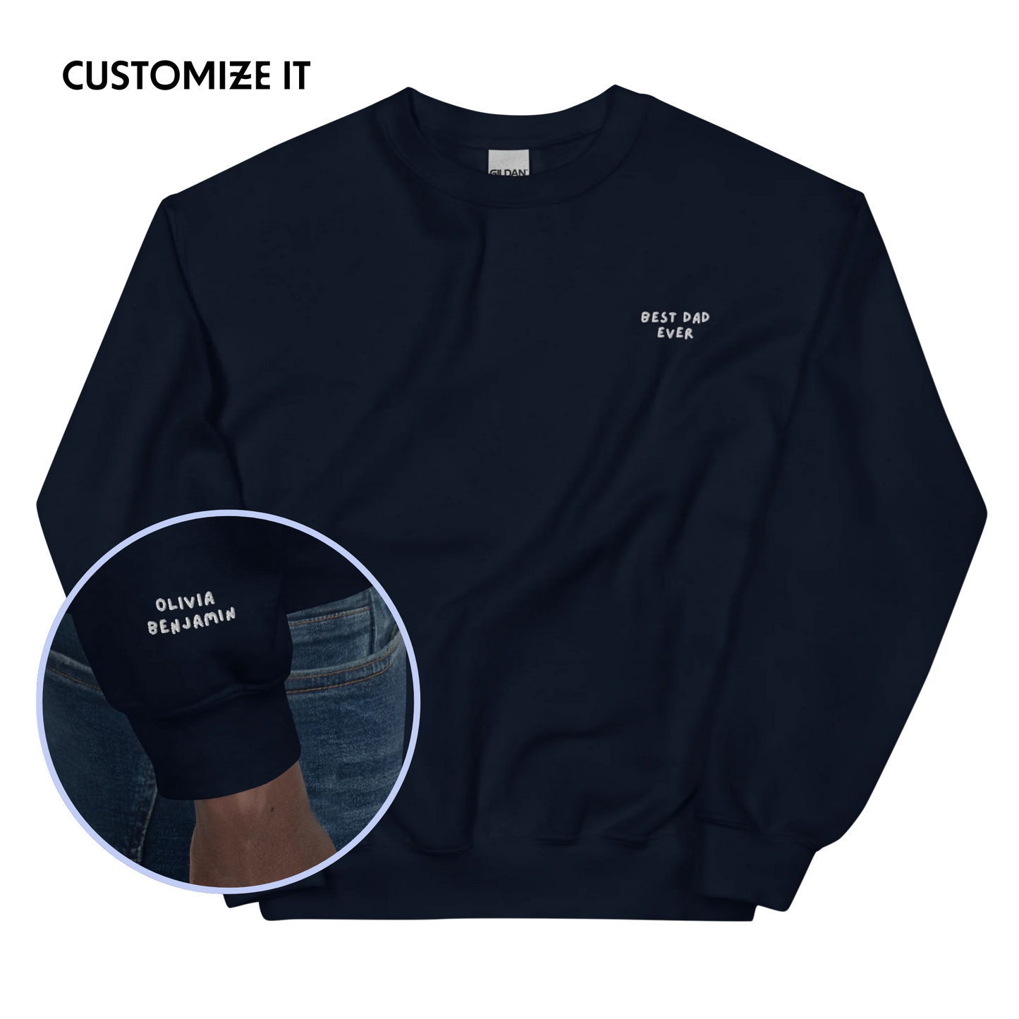 CUSTOM Kids' Names Best Dad Ever Embroidered Sweatshirt