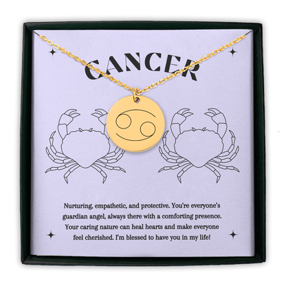 Cancer Symbol Zodiac Coin Necklace