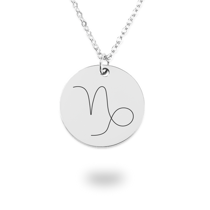 Capricorn Symbol Zodiac Coin Necklace