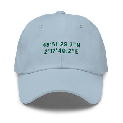 CUSTOM Location Coordinates Embroidered Dad Hat