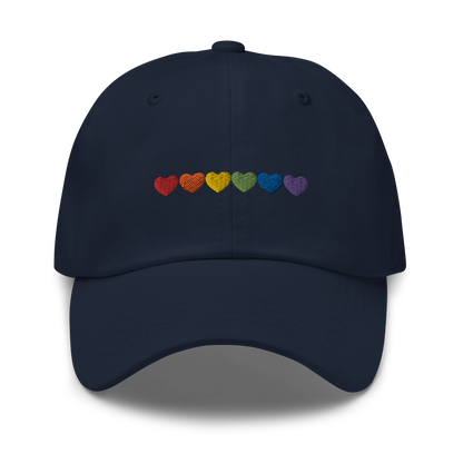 Pride Hearts Embroidered Dad Hat