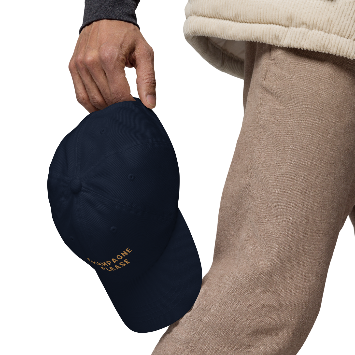 Champagne Please Embroidered Dad Hat