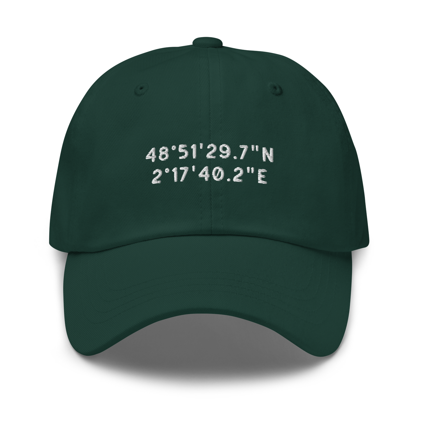 CUSTOM Location Coordinates Embroidered Dad Hat