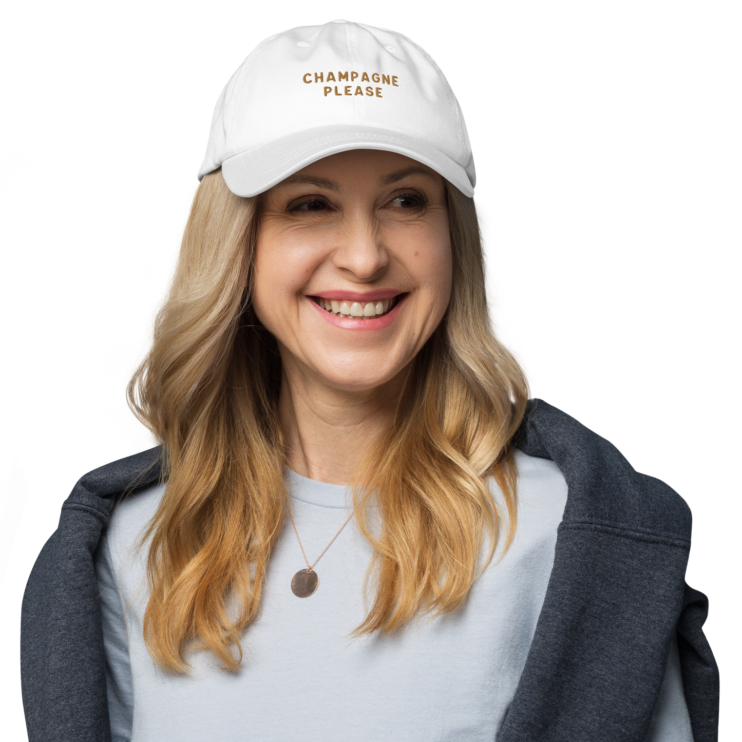 Champagne Please Embroidered Dad Hat