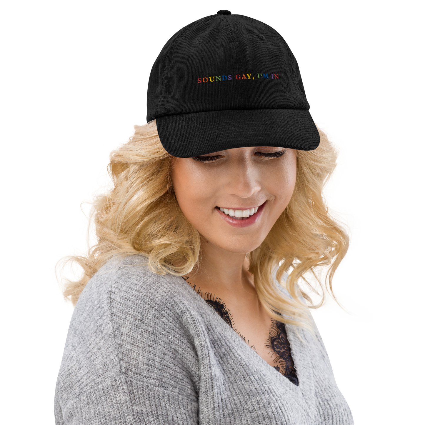 Sounds Gay I'm In Pride Embroidered Corduroy Cap