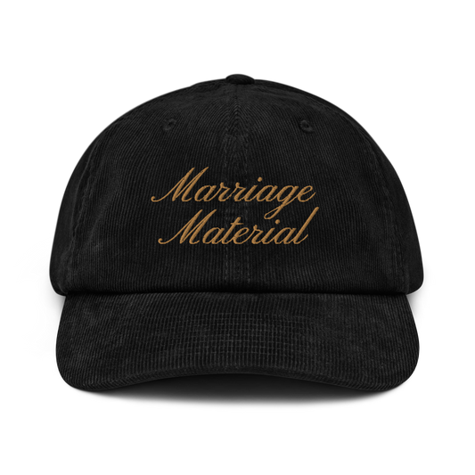 Marriage Material Cursive Embroidered Corduroy Hat