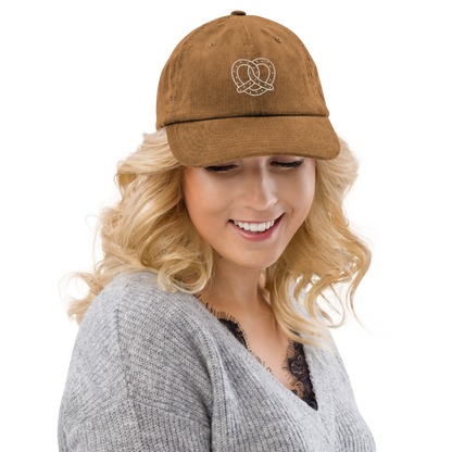 Pretzel Line Embroidered Corduroy Hat