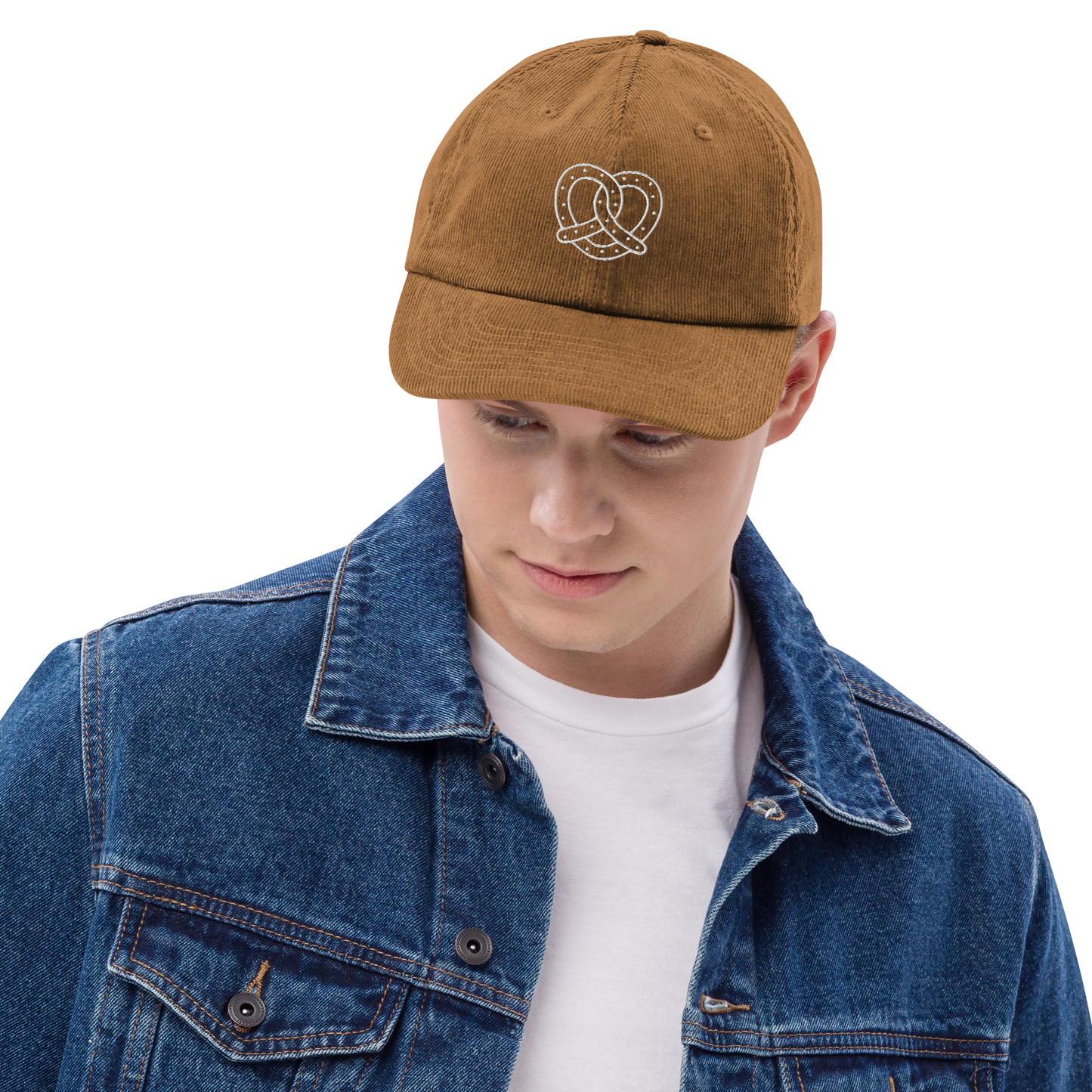 Pretzel Line Embroidered Corduroy Hat